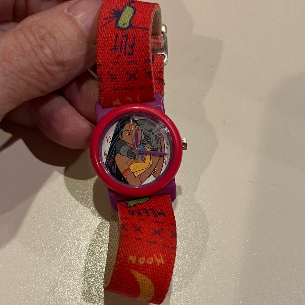 Timex Red and Purple Pocahontas Cartoon Watch